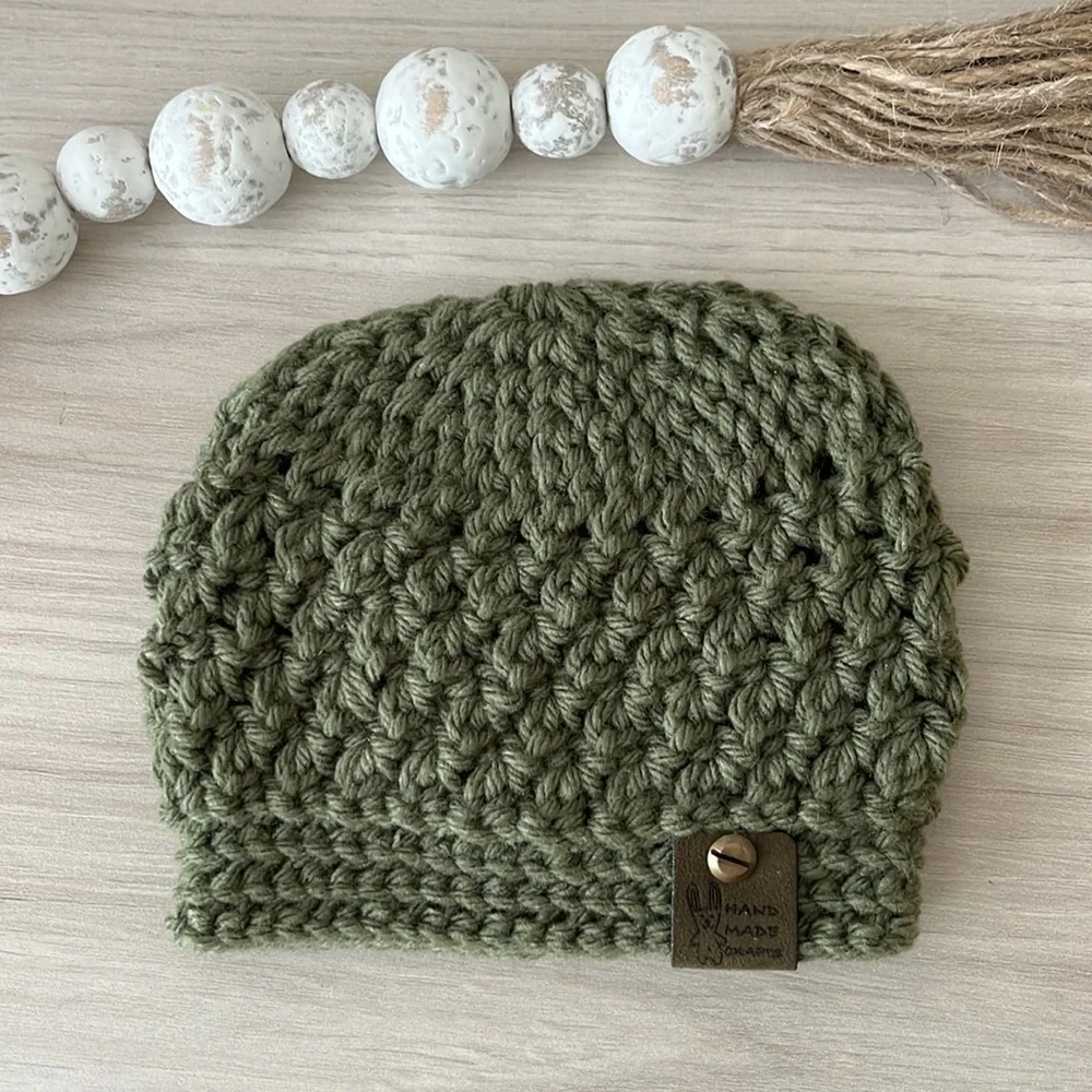 Handmade Crochet Newborn Beanie Set of 2, Fall Colors, Baby Soft Acrylic Yarn